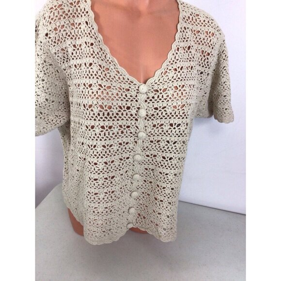 Laura Scott Crochet Cardigan Sweater Y2K Womens 1X - Picture 6 of 7
